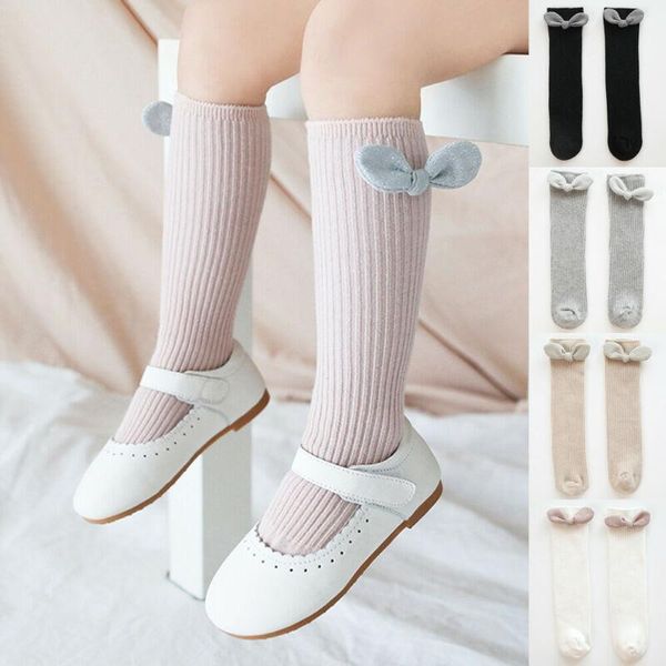

footies 2021 baby stockings born solid girl boy infant knee high socks autumn winter warm kids ribbed bowknot leggings, Blue