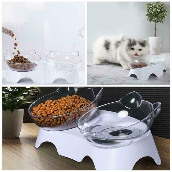 

cat bowls & feeders non-slip double bowl with raised stand water feeding station dogs for pet supplies