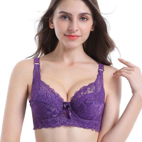 

big size lace bras for women's bralette underwear lingerie light padded push up brassiere deep v bras 34-48 a b c d cup, Red;black