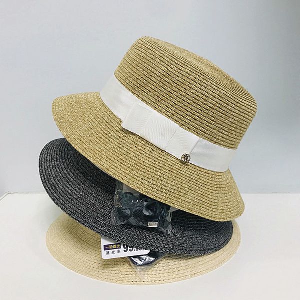 

2021 new fine braid wide brim bucket upf 50+ floppy straw sun summer beach for women gir adjustable derby hat mcdf, Blue;gray