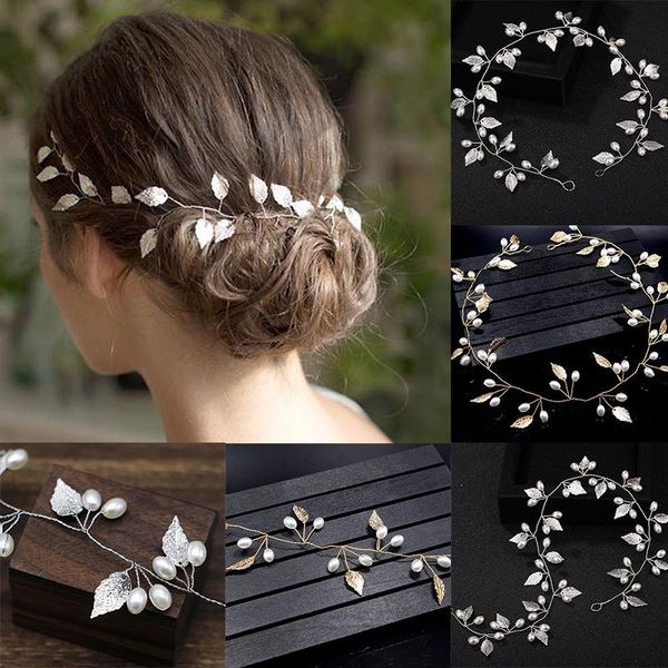 

hair clips & barrettes bridal band imitation pearl headband wedding accessories ornaments various color helh889, Golden;silver