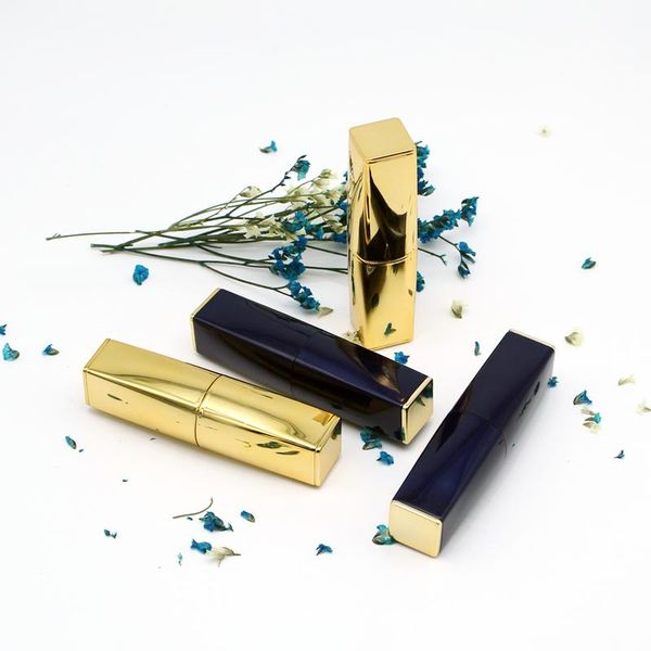 

10/20/50pcs 12.1 gold/dark blue empty lipstick pipe shell diy lip stick//rouge tube cosmetic refillable container bottles
