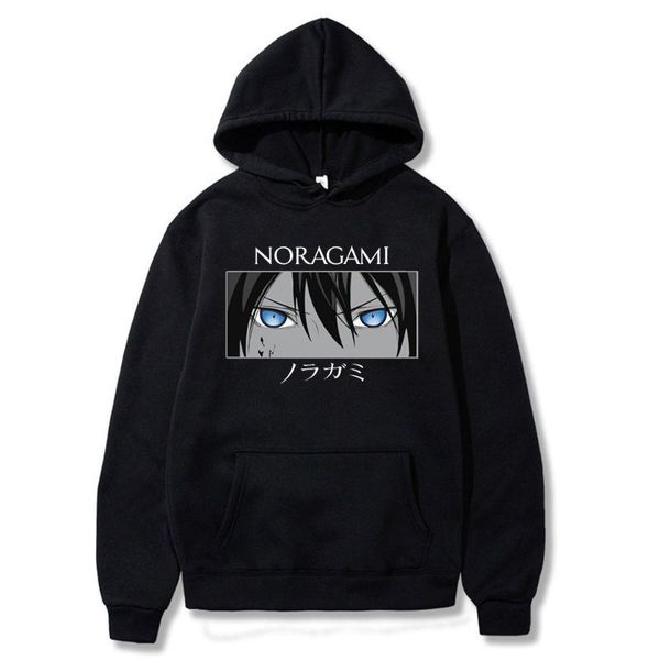 

men's hoodies & sweatshirts 2021 comfortable funny anime noragami yato classic printed cotton long-sleeves clothes harajuku mens hoodie, Black