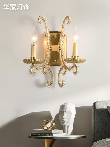 

wall lamp living room country iron bedroom bedside silver aisle creative french crystal