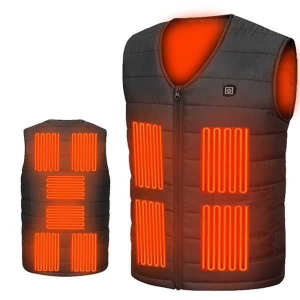 USB Watered Vest V-образным вырезом сердца куртка плюс размер мужчин спортивная одежда электрическое покрытие для кемпинга 210923