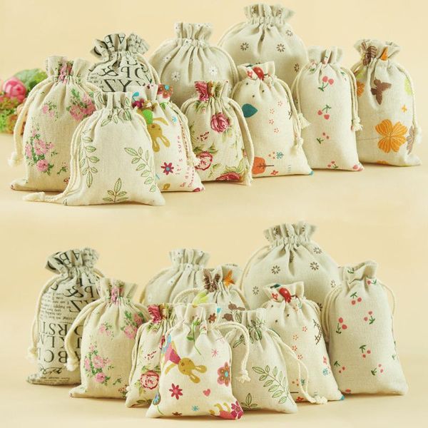 

gift wrap 11x14cm 12pattern tochoose creative personality bags gold and silver jewelry jade packaging cotton linen pouches 20pcs
