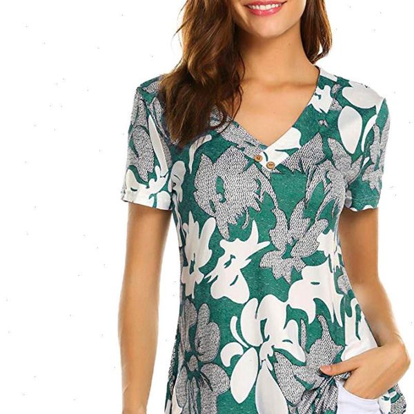 

summer fashion blouse women casual short sleeve print fashion shirt ladies blouse v neck shirts blouses women, White