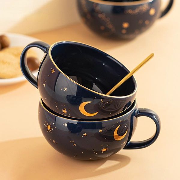 

mugs 450ml starry sky ceramic breakfast oatmeal cup phnom penh milk coffee mug office household large capacity handgrip