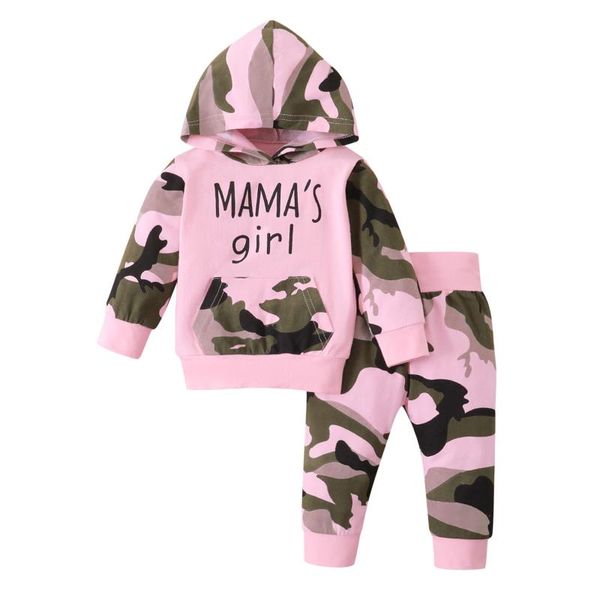 

clothing sets 2pcs toddler infant baby girls set letter long sleeve hooded sweatshirt +camouflage print pants outfits casual 6m-4y, White