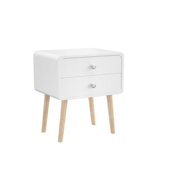 

bedroom furniture nightstand round corner cabinet bedside table with 2 drawers suitable for bedroom/living room/side table (white)