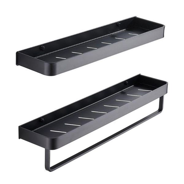 

wall mounted bathroom shelf with towel bar aluminum shampoo shower gel holder rack kitchen storage rack