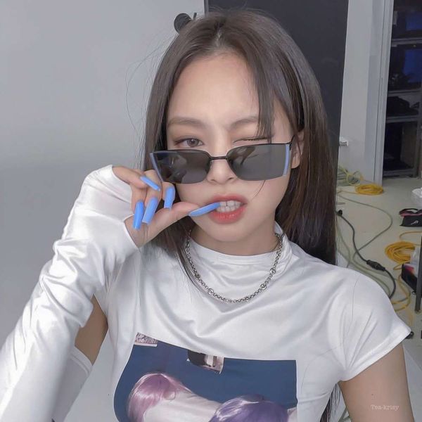 

fashion trend men women sunglasses rectangular contrast glasses driving beach travel with box multi-color optional, White;black