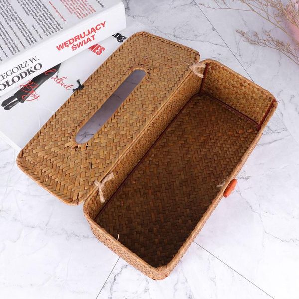 

tissue boxes & napkins creative hand-woven seaweed box household rectangular napkin holder paper organizer for bathroom living room (second