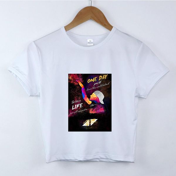 

women's t-shirt 2021 fashion avicii dj women print crop tees casual streetwear o-neck short sleeve tshirt harajuku t shirt clothing, White