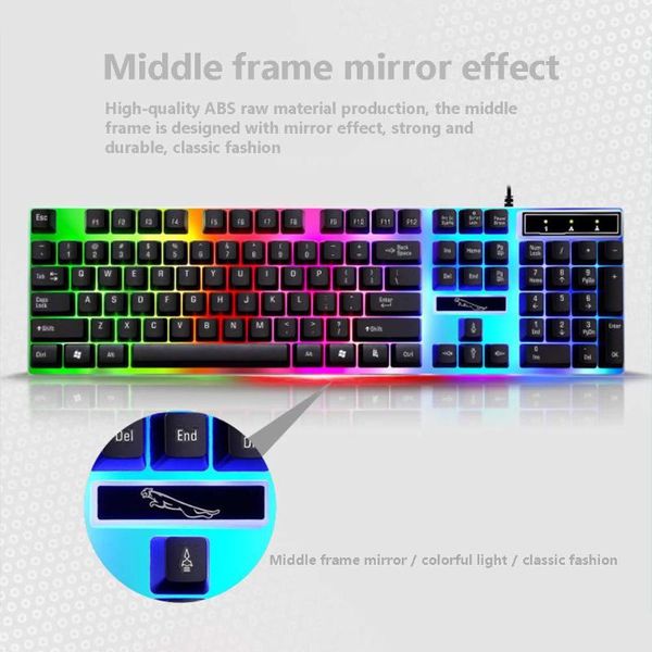 

keyboard mouse combos g21 computer mechanical usb wired led light backlight combination set