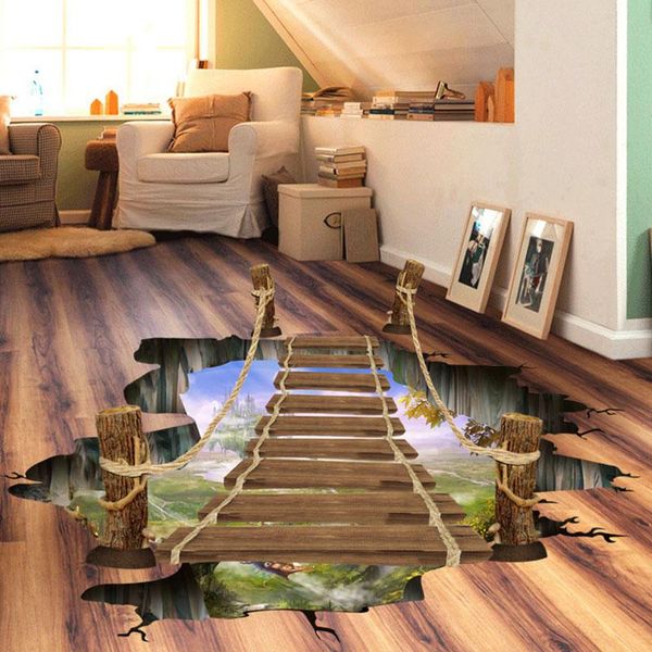 

wall stickers floor sticker removable 3d cute bridge door poster window decor home