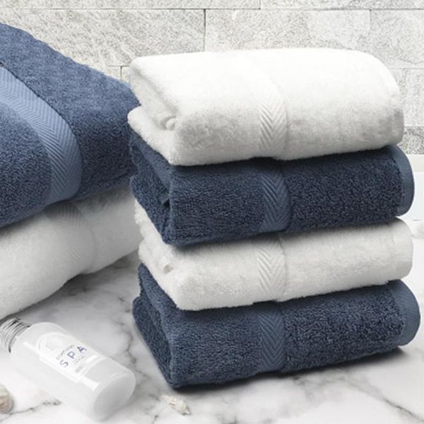 

towel five star els blue white cotton face quality washing room pure color washcloth hand absorpt