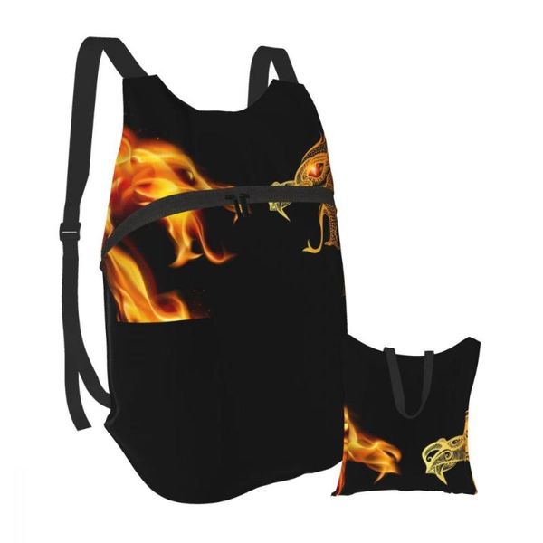 

backpack waterproof folding travel trekking bag two fire dragon heads outdoor sport foldable storage bags