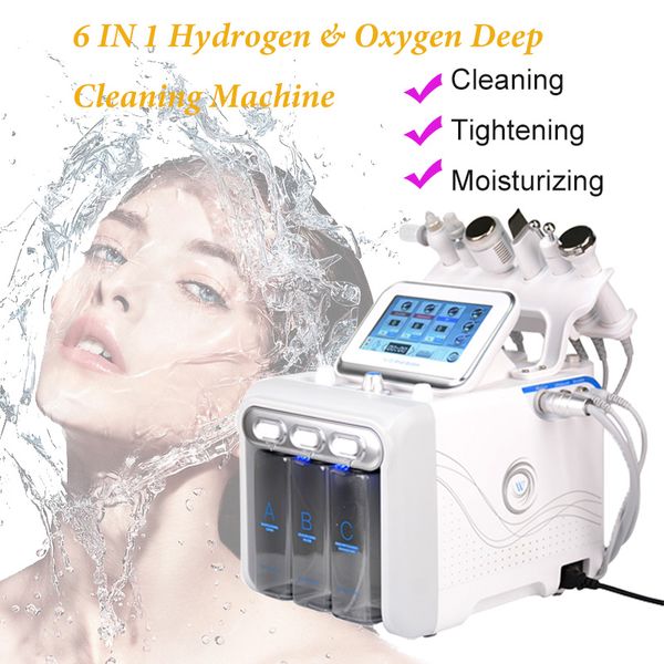 6 IN1 Spa Bio Lifting RF Facial Skin Scrubber Terapia Skin Hydradermabrasão Pulverizador de Oxigênio Skincare Equipamento de beleza