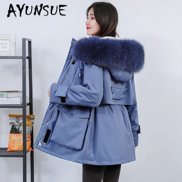 

women's down & parkas 2021 duck jacket women winter coat fur collar korean puffer warm parka abrigos fbn19017 yy15991, Black