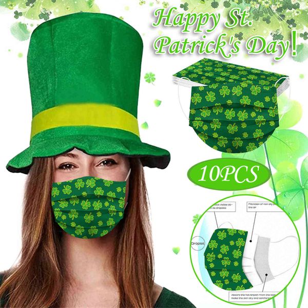 

st. patrick's day mascarillas disposable protection three layer breathable face masque halloween cosplay cubrebocas