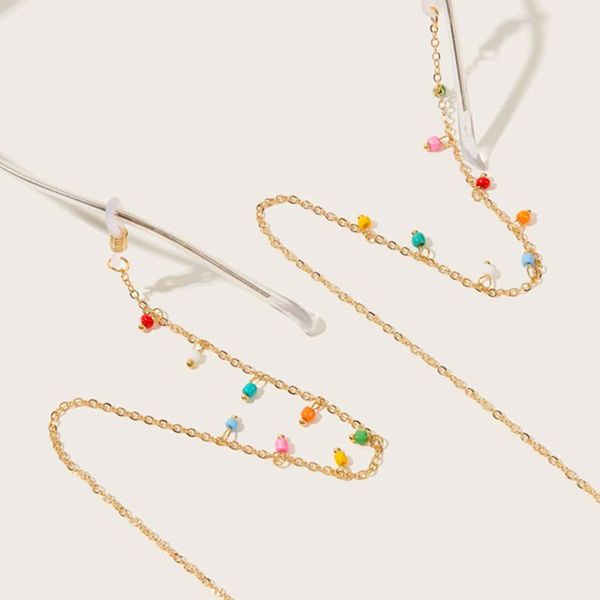 

chic gold color luxury multi-color crystal glasses chain fashion lanyards glasses holder sunglasses accessories