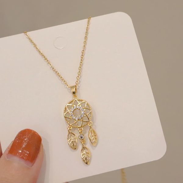 

pendant necklaces 2021 fashion dream catcher series jewelry necklace titanium steel chain opal collares for women gifts, Silver