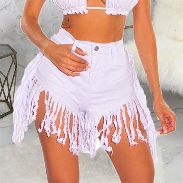 

fashion tassel denim women short high waist stretch straight jeans lady white summer female, White;black