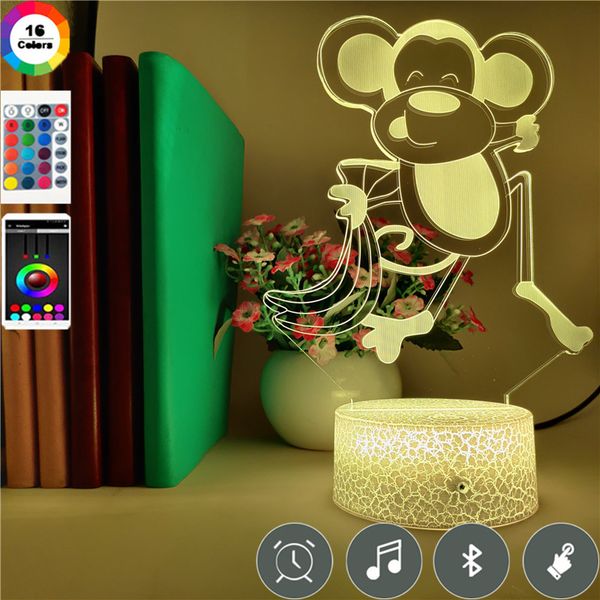 

3d illusion night light led monkey nightlight touch sensor table lamp color changing room l atmosphere decoration kids gift
