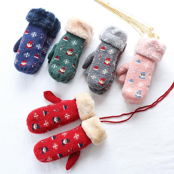 Luvas Sem Fingers 200Pairs / Lot Winter Winter Finger Elk Animal Padrão Animal Presente De Natal Presente Feminino Meninas Mittens