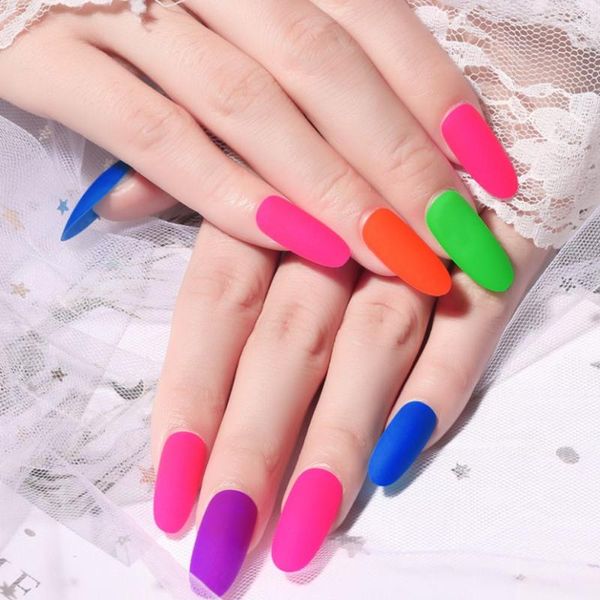 

false nails 24pcs fashion fluorescent party manicure nail tips artificial fake full cover, Red;gold