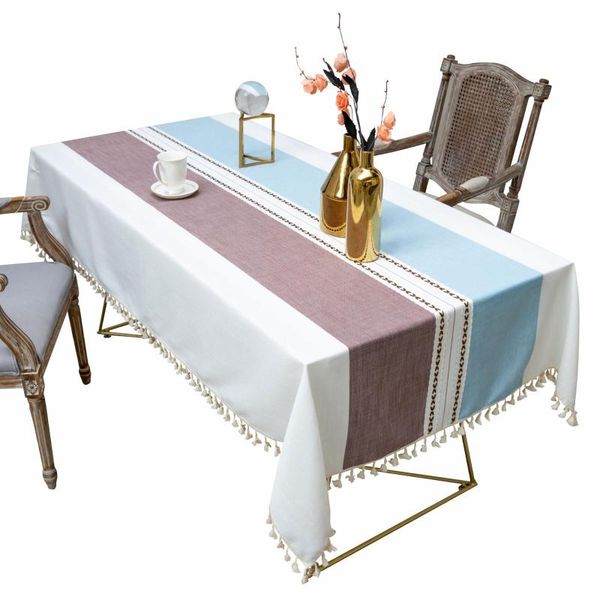 

table cloth 1x decorative linen tablecloth with tassel waterproof oilproof thick rectangular wedding dining cover tea