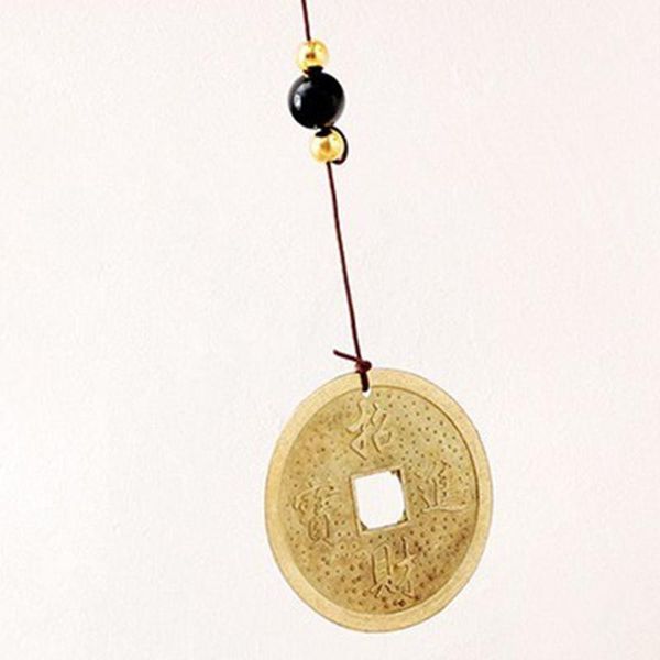 

decorative objects & figurines 1pc wind chimes money tree bell pendant good luck home garden decoration copper alloy + wood décor
