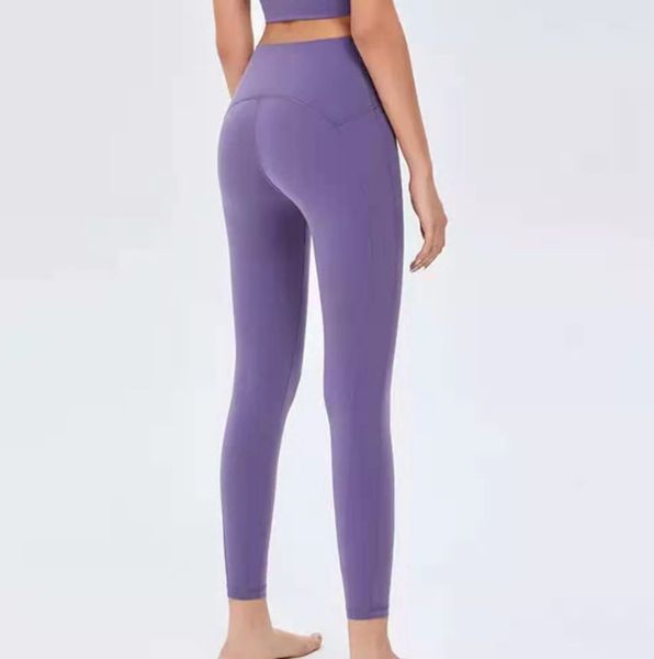 

2020 new europe and america high waist anti flanging lu-20 yoga pants new no embarrassment one piece hip lifting peach pants 0958, White;red