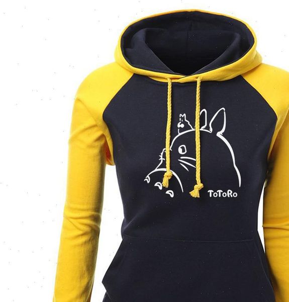 

new 2021 womens sweatshirt autumn winter fleece brand clothing totoro kawaii fashion streetwear harajuku hipster hoodies raglan, Black