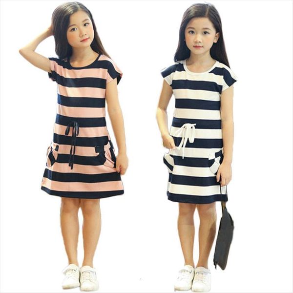 

for girls striped summer with girl dresses packet casual style beach teenage kids clothes 4 6 8 10 year, Red;yellow