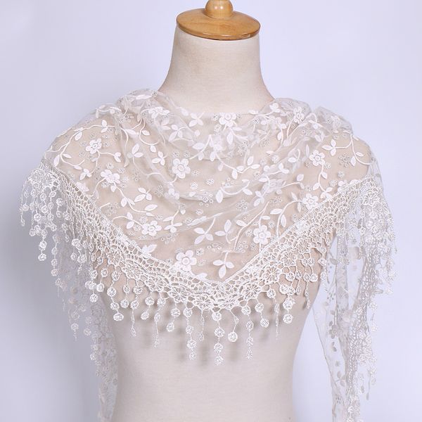 

women floral scarf shawl wrap lace sheer tassel scarf fashion hollow tassel lace rose floral knit triangle mantilla scarves, Blue;gray