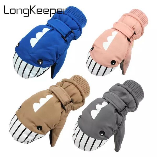 

children's mittens ski gloves kids waterproof winter thicken warm girls boys windproof skiing outdoor sport cycling guantes, White