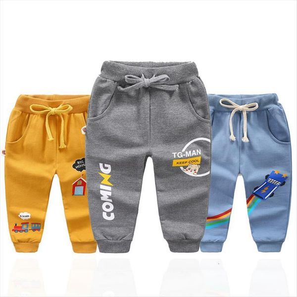 

cartoon print boys sports long running pants 2 6year childrens wear baby kids casual jogging children trousers, Blue