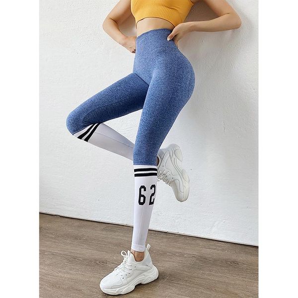 

yoga outfits striped alphabet woman pants sports high waist full length workout leggings for fittness, White;red