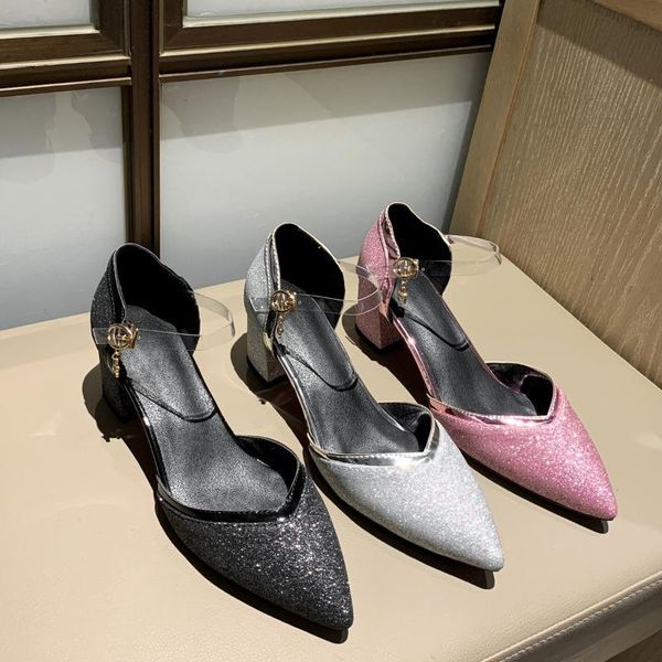 

black platform sandals buckle female shoe 2021 women's large size high heels espadrilles girls new pointed big strap fashion clo