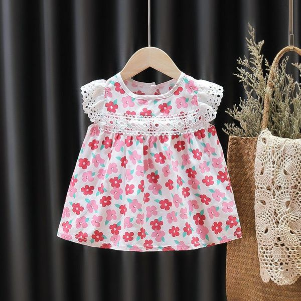 

girl's dresses summer born baby clothing lovely infant girls dress cotton princess toddler kids birthday party clothes fl, Red;yellow