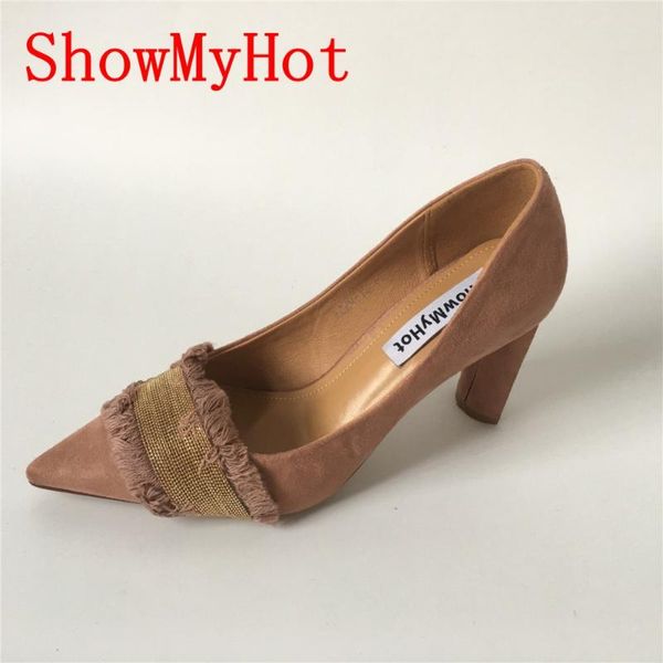 

dress shoes showmy high heels pointed toe women gladiator pumps brand designer party tassel thick heeled, Black