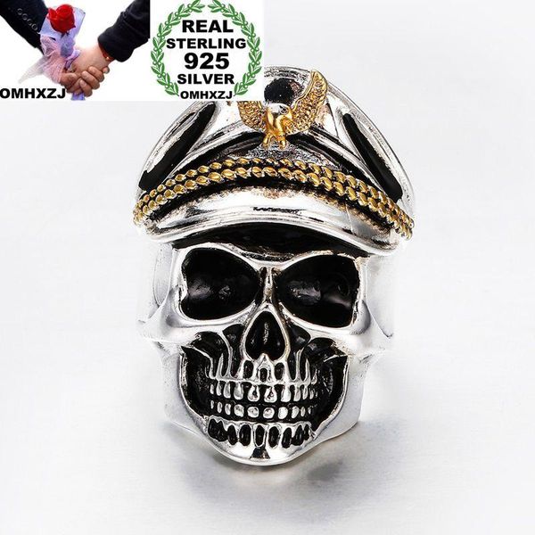 

cluster rings omhxzj wholesale european fashion man party wedding gift silver black gold skull taiyin ring rr340, Golden;silver