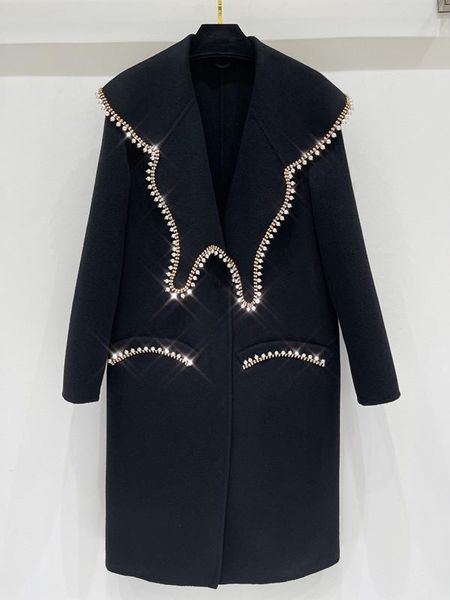 

women's wool & blends the 2021 pearl edging butterfly coat 0906, Black