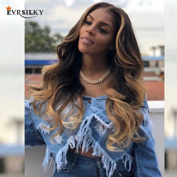 

26 inch high gloss wig brown human hair body wave transparent high definition lace front human hair wig pre-pulled bleached knot, Black