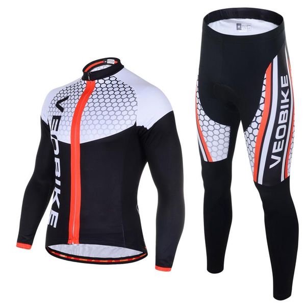 

veobike autumn men's long sleeve cycling jersey set pro team 2021 3d gel mtb bike clothes quick dry bicycle clothing sport suits, Black;blue