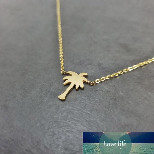 

minimalism palm tree necklaces women's dainty jewelry stainless steel tropical leaves arecaceae hawaii plant friendship necklace, Silver