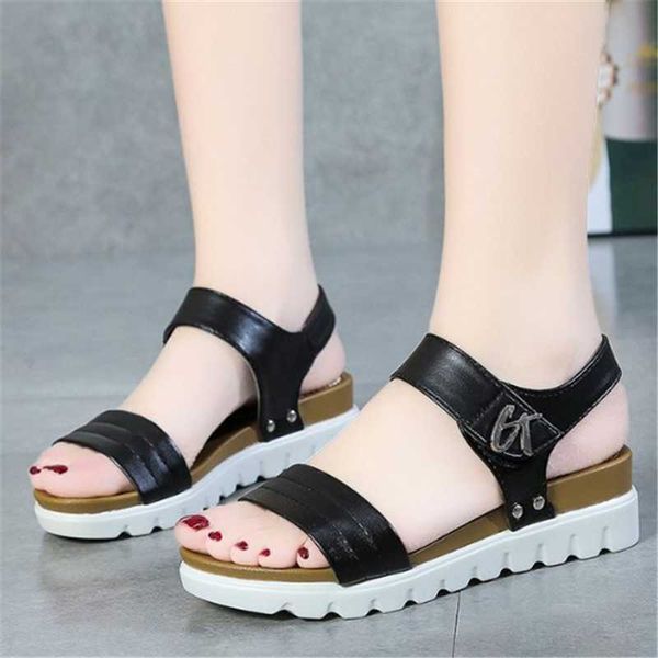 

fashion women platform black white open toe sandals summer ankle strap wedge beach shoes classic lady party dress footwear