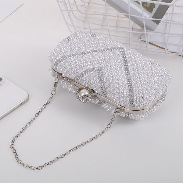 

fashion evening bag pearl square diagonal single shoulder handbag net red bridal dress banquet women's